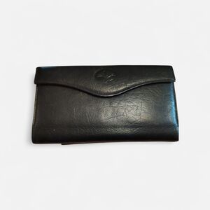 Vintage Buxton Leather Black Wallet With Attached Coin Pouch